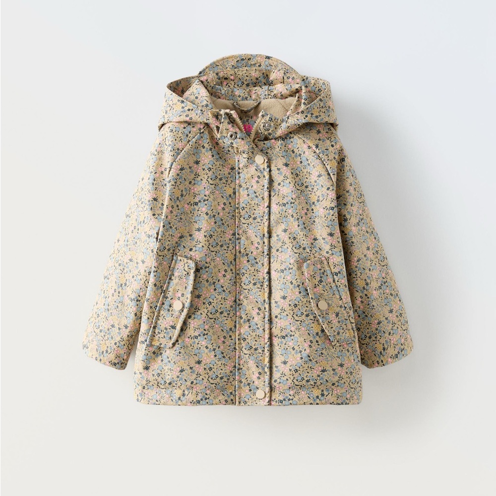 Zara Floral Kids Jacket with Hood Girls size 5